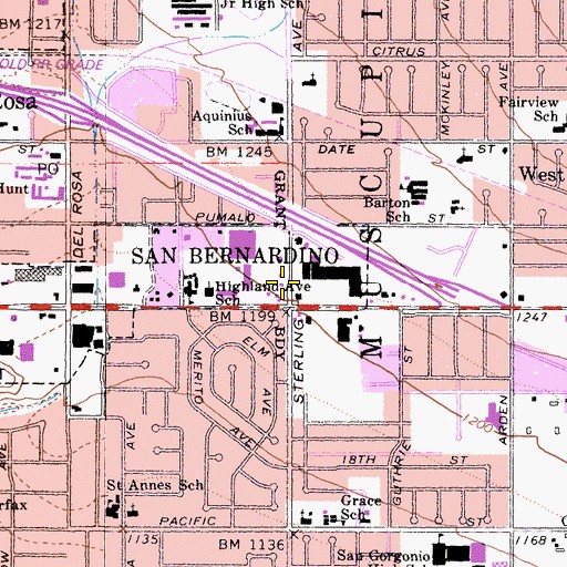 Topographic Map of Arrowhead Regional Medical Center - McKee Family Health Center, CA