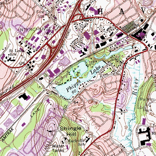 Topographic Map of Phipps Lake, CT