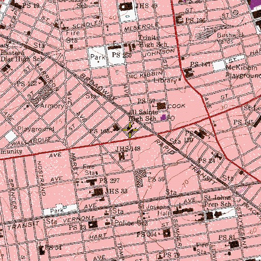 Topographic Map of All Saints Roman Catholic Church, NY