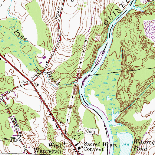 Topographic Map of Pine Brook, CT