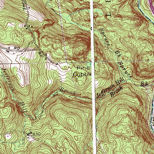 Topographic Map of Pine Cobble, CT