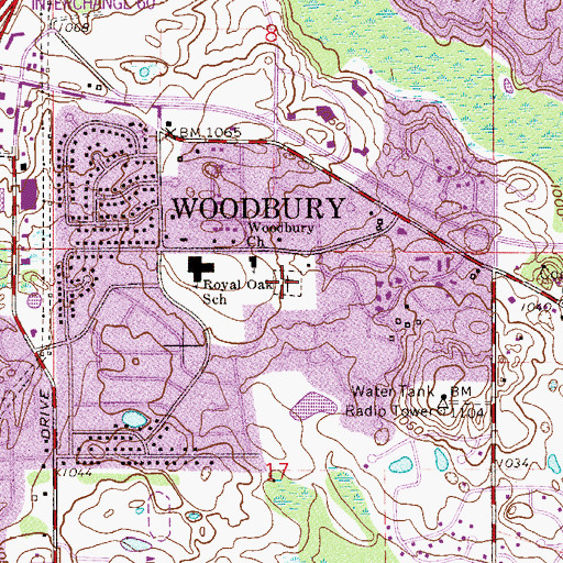 Topographic Map of Woodbury Methodist Cemetery, MN