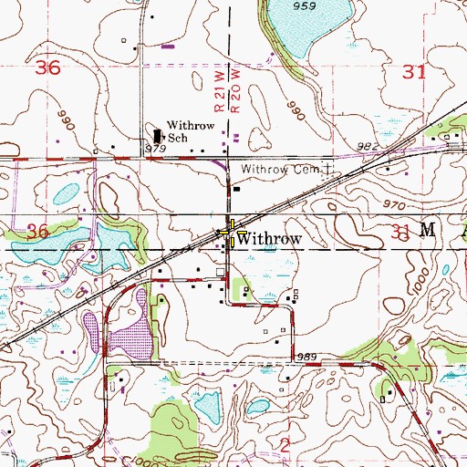 Topographic Map of Withrow Post Office (historical), MN