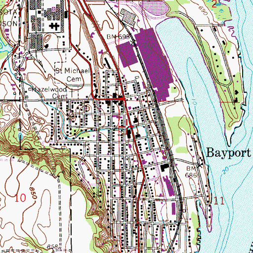 Topographic Map of Bayport Elementary School, MN