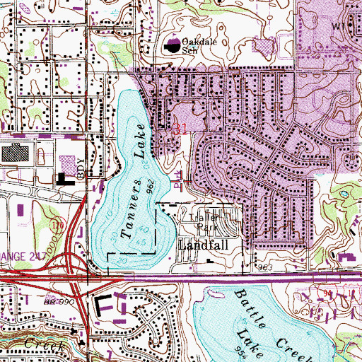 Topographic Map of Tanner Lake Park, MN