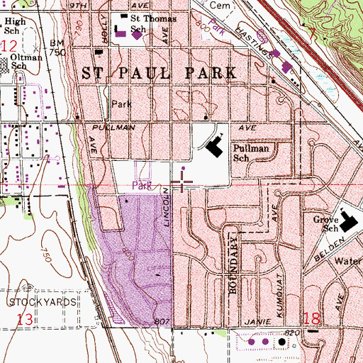 Topographic Map of Lincoln Park, MN