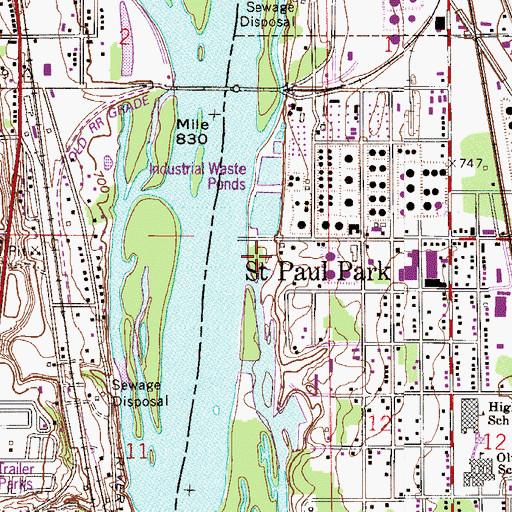 Topographic Map of Lions Park, MN
