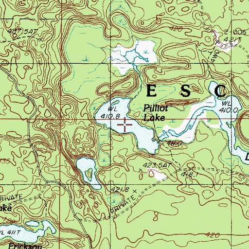 Topographic Map of Pilliot Lake, MI