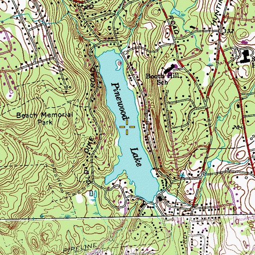 Topographic Map of Pinewood Lake, CT