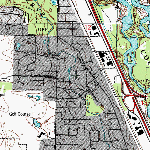 Topographic Map of Willowbrook Acres, IL