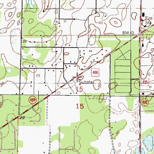 Topographic Map of Red Level Substation Number 1, FL