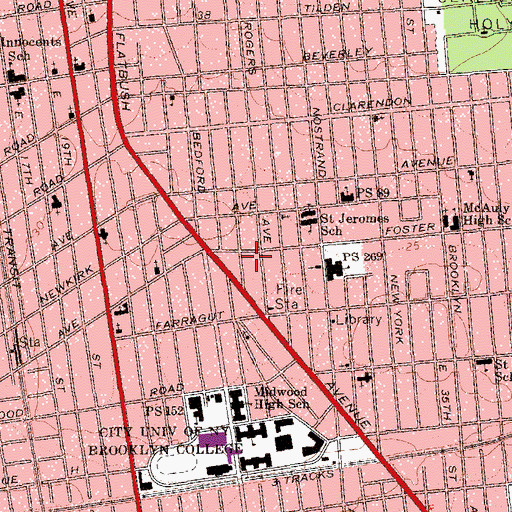 Topographic Map of Coney Island Wesleyan Church, NY