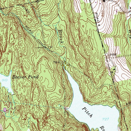 Topographic Map of Pitch Brook, CT