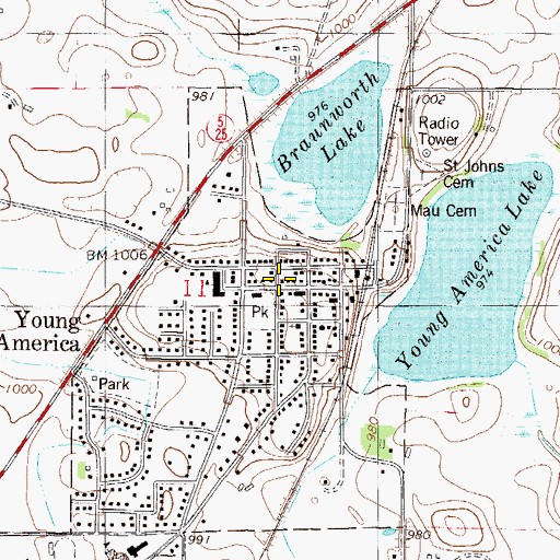Topographic Map of Young America City Hall, MN