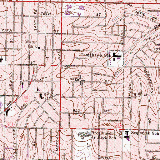 Topographic Map of Johnson County Montessori Preschool, KS