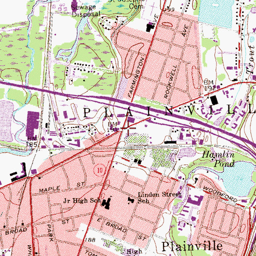 Topographic Map of Plainville, CT