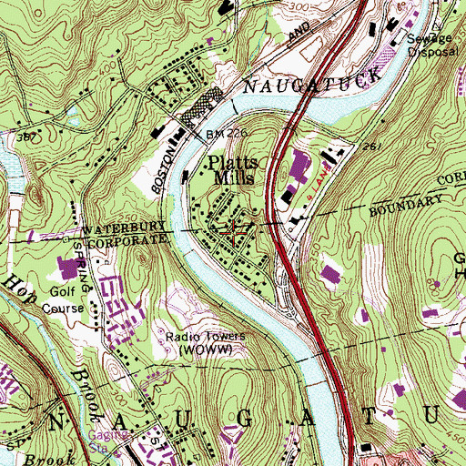 Topographic Map of Platts Mills, CT