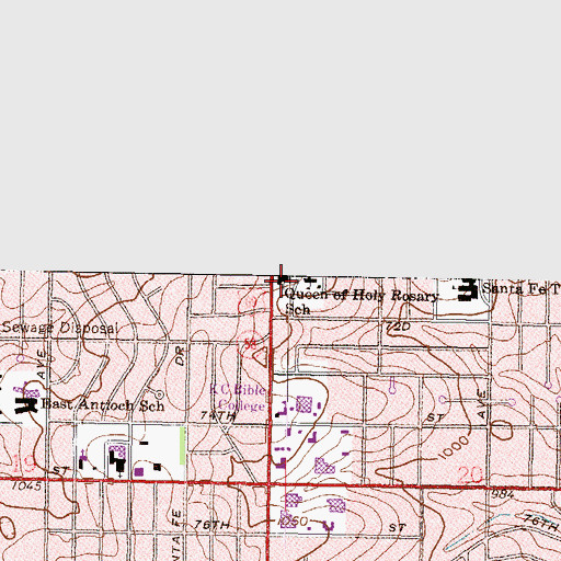 Topographic Map of Queen of the Holy Rosary Parish Church, KS