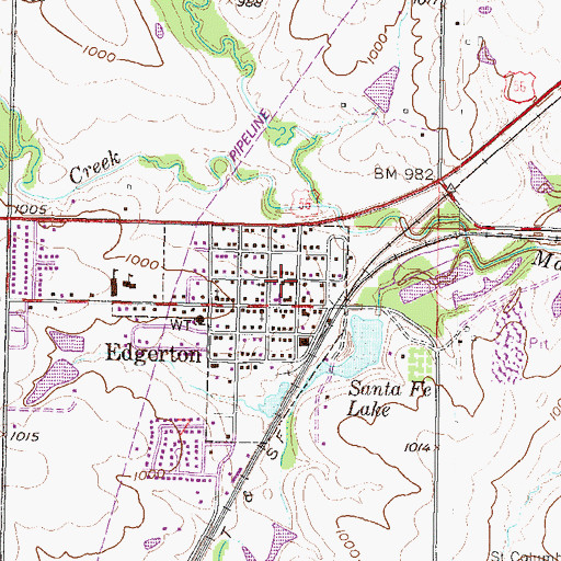 Topographic Map of Edgerton United Methodist Church, KS