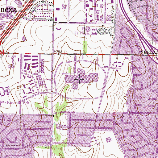 Topographic Map of Oak Park Mall, KS