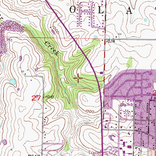 Topographic Map of South Trail, KS