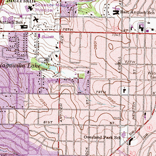 Topographic Map of Young's Park, KS