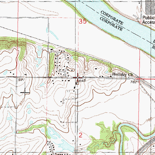 Topographic Map of Stump Park, KS
