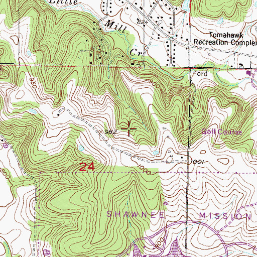 Topographic Map of Oakridge Park, KS