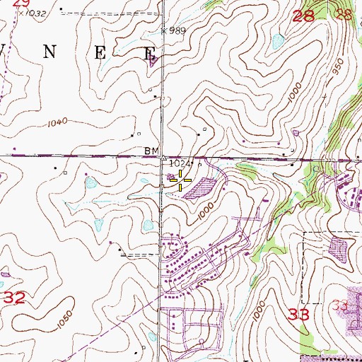 Topographic Map of Kickapoo Park, KS