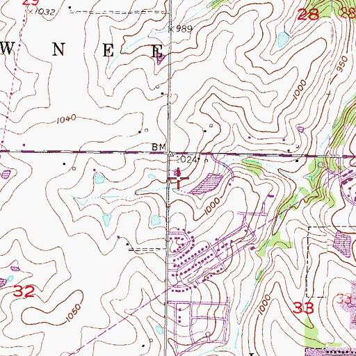 Topographic Map of Bois D Arc Park, KS