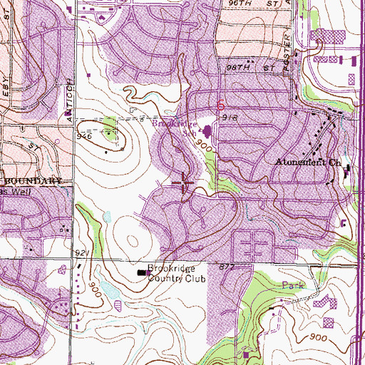 Topographic Map of Brookridge Park, KS