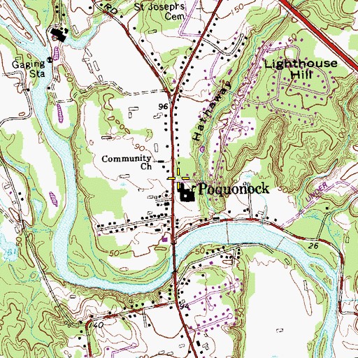 Topographic Map of Poquonock, CT
