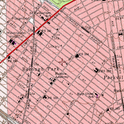 Topographic Map of Mikyah Israel of Boro Park, NY
