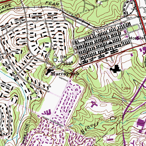 Topographic Map of Fort Bragg, NC