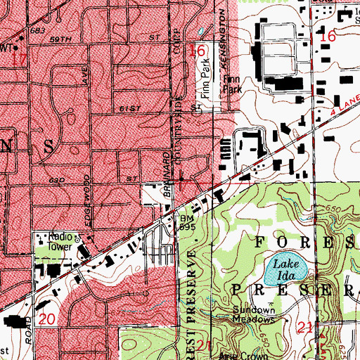 Topographic Map of Brainard Avenue Baptist Church, IL