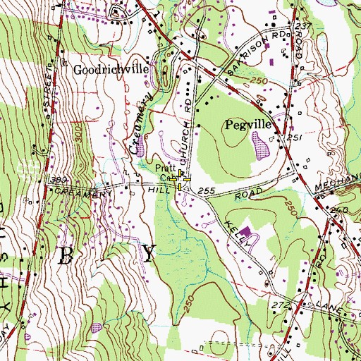 Topographic Map of Pratt Cemetery, CT
