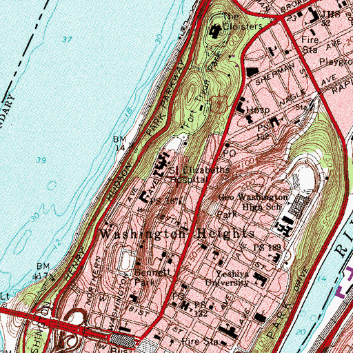Topographic Map of Fort Tryon Nursing Home, NY