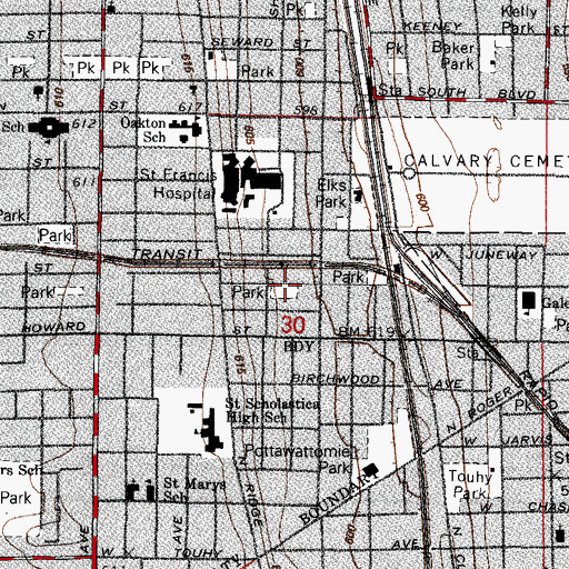 Topographic Map of Brummel Park, IL