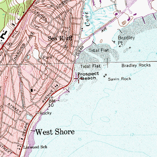 Topographic Map of Prospect Beach, CT
