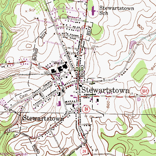 Topographic Map of Stewartstown Borough Police Department, PA