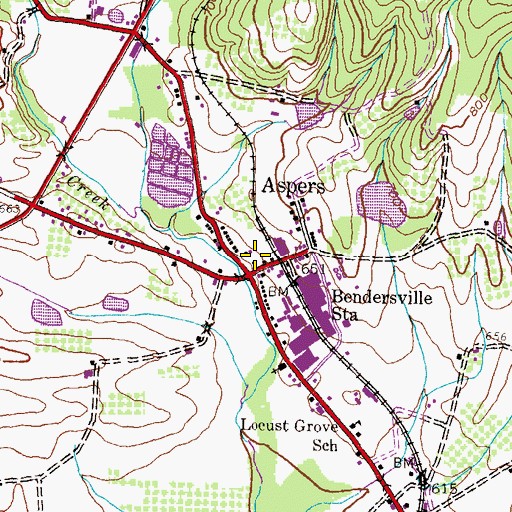 Topographic Map of Aspers Fire and Emergency Medical Services, PA