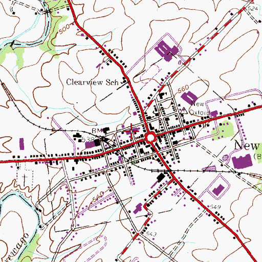 Topographic Map of New Oxford Community Fire Company, PA