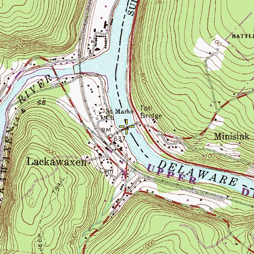 Topographic Map of Roebling Bridge, NY