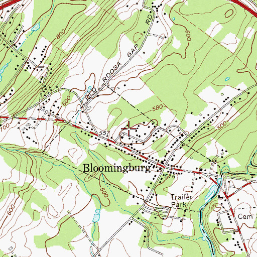 Topographic Map of Bloomingburg School (historical), NY