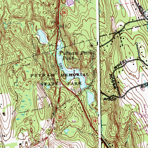 Topographic Map of Putnam Park Pond, CT