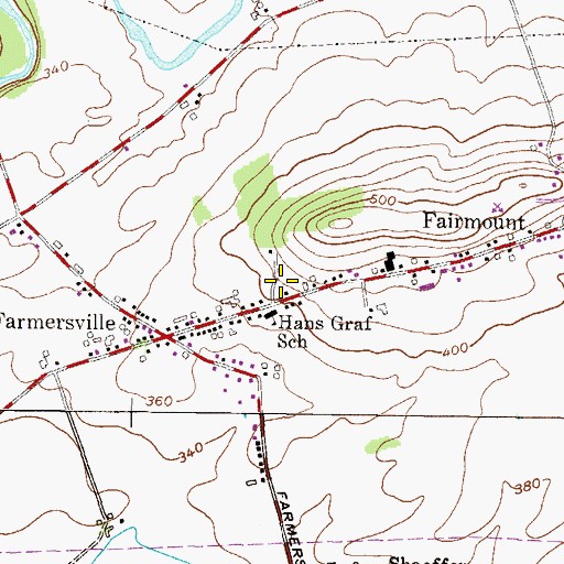 Topographic Map of Farmersville Fire Company Station 35, PA
