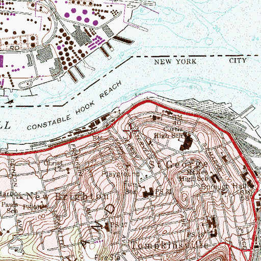 Topographic Map of Richmond Terrace Houses, NY