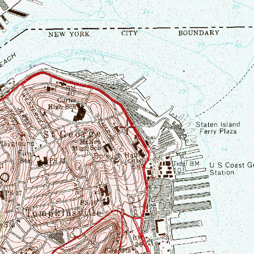 Topographic Map of Staten Island Institue of Arts and Sciences, NY