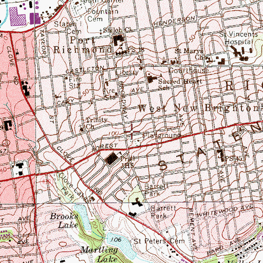 Topographic Map of Olivet Presbyterian Church, NY