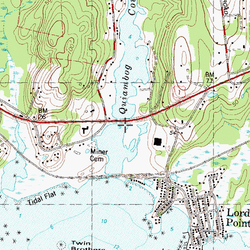 Topographic Map of Quiambog Cove, CT